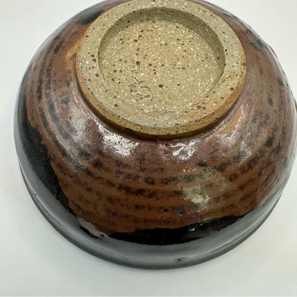 VTG Vintage Signed Brown Ceramic Retro Brown Bowl Spongewear Glazed Pottery - Picture 12 of 15